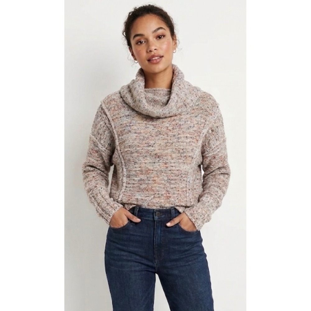 Anthropologie Cowl Neck Space Dye Sweater Size XS Multi Marl Knit Pullover